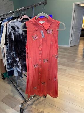 Sleeveless Floral Button-Down Dress
